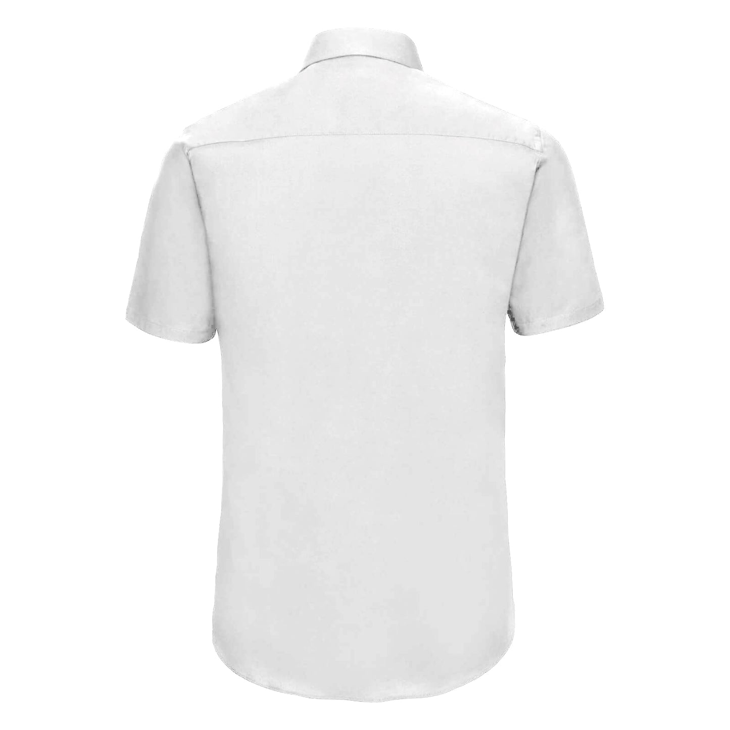 White - Back - Russell Collection Mens Short Sleeve Easy Care Fitted Shirt
