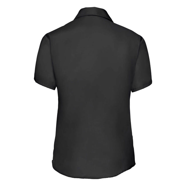 Black - Back - Russell Collection Ladies-Womens Short Sleeve Ultimate Non-Iron Shirt
