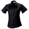 Black - Side - Russell Collection Ladies-Womens Short Sleeve Ultimate Non-Iron Shirt