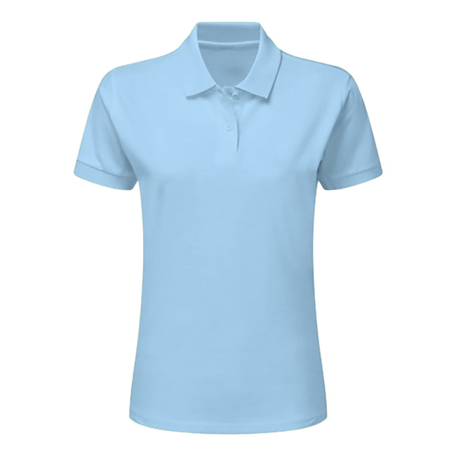 Sky Blue - Front - SG Ladies Cotton Short Sleeve Polo Shirt