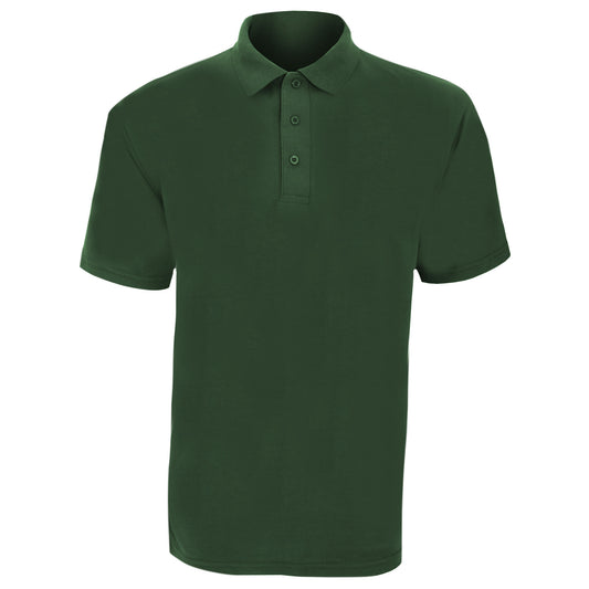 Bottle Green - Front - UCC 50-50 Mens Plain Pique Short Sleeve Polo Shirt