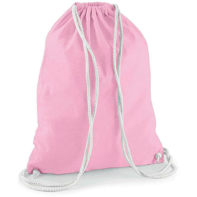 Classic Pink-White - Back - Westford Mill Cotton Gymsac Bag - 12 Litres