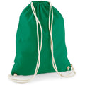 Kelly Green - Back - Westford Mill Cotton Gymsac Bag - 12 Litres