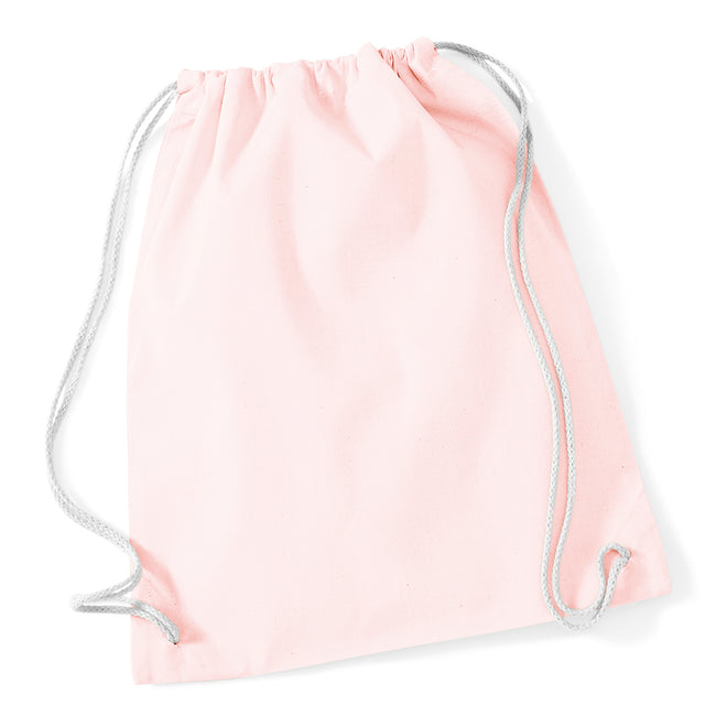 Pastel Pink-White - Front - Westford Mill Cotton Gymsac Bag - 12 Litres