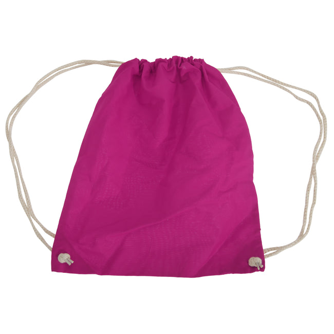 Fuchsia - Front - Westford Mill Cotton Gymsac Bag - 12 Litres