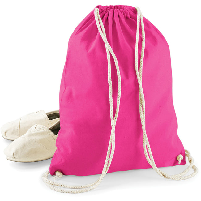 Fuchsia - Side - Westford Mill Cotton Gymsac Bag - 12 Litres