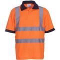 Hi Vis Orange - Back - Yoko Hi-Vis Short Sleeve Polo Shirt - Mens Workwear
