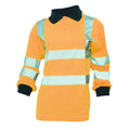 Hi Vis Orange - Front - Yoko Ladies-Womens Hi-Vis Long Sleeve Polo Shirt
