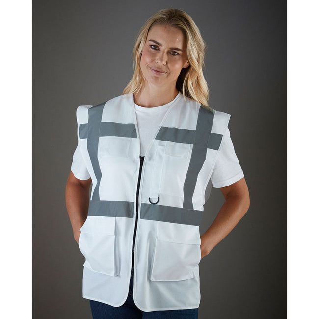 White - Back - Yoko Hi-Vis Premium Executive-Manager Waistcoat - Jacket
