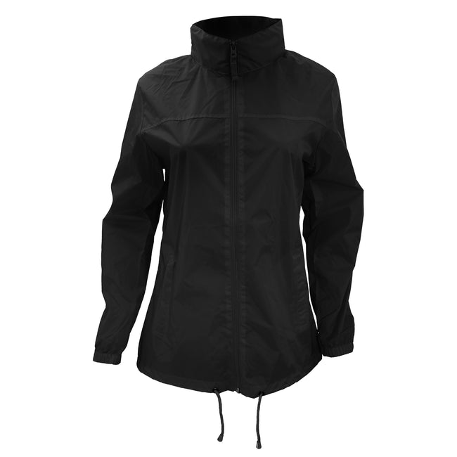 Black - Side - B&C Womens-Ladies Sirocco Lightweight Windproof, Showerproof & Water Repellent Jacket