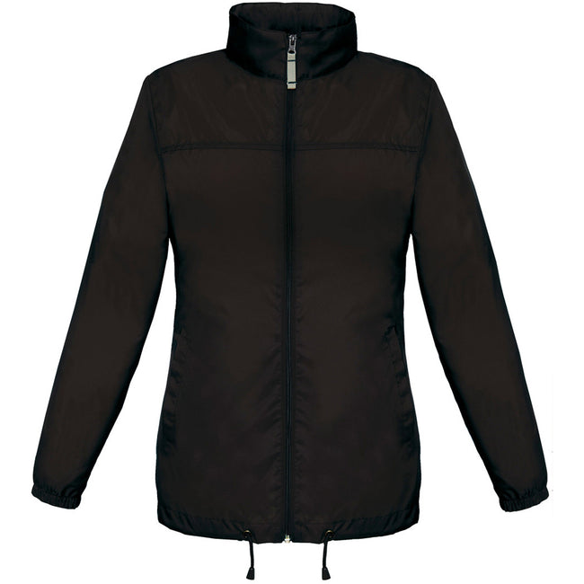 Black - Front - B&C Womens-Ladies Sirocco Lightweight Windproof, Showerproof & Water Repellent Jacket