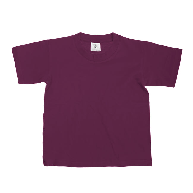 Burgundy - Front - B&C Kids-Childrens Exact 150 Short Sleeved T-Shirt