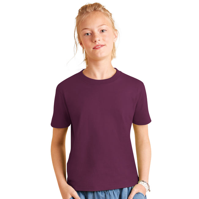 Burgundy - Back - B&C Kids-Childrens Exact 150 Short Sleeved T-Shirt
