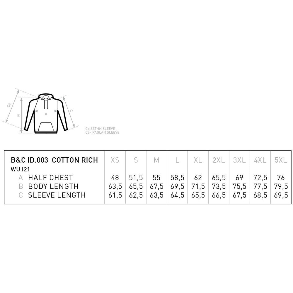 White - Side - B&C Unisex Adults Hooded Sweatshirt-Hoodie