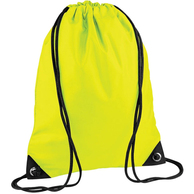 Fluoresent Yellow - Front - Bagbase Premium Gymsac Water Resistant Bag (11 Litres)