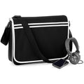 Black-White - Back - Bagbase Retro Adjustable Messenger Bag (12 Litres)