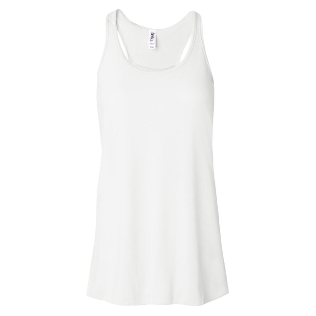 White - Side - Bella Ladies-Womens Flowy Racerback Tank Top