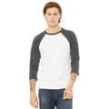 White-Deep Heather - Side - Canvas Mens 3-4 Sleeve Baseball T-Shirt