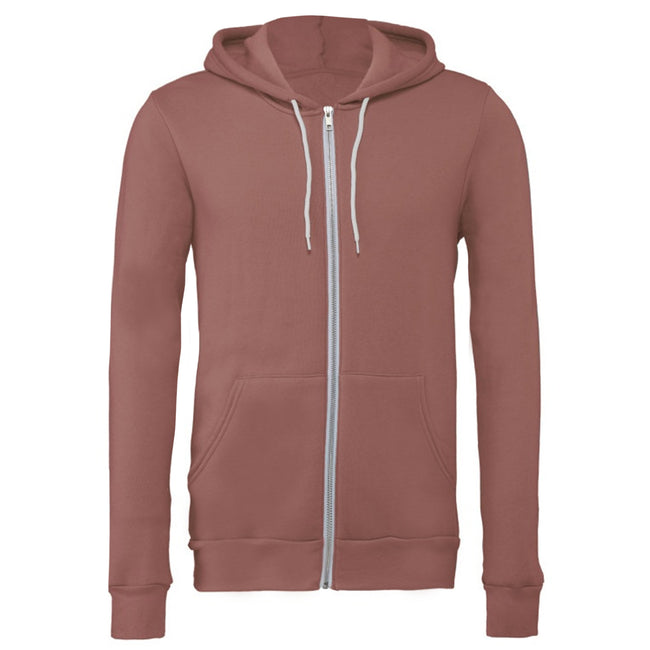 Mauve - Front - Canvas Unixex Zip-up Polycotton Fleece Hooded Sweatshirt - Hoodie