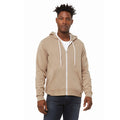 Tan - Side - Canvas Unixex Zip-up Polycotton Fleece Hooded Sweatshirt - Hoodie