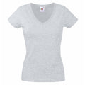 Heather Grey - Front - Fruit of the Loom Womens-Ladies Valueweight V Neck Lady Fit T-Shirt