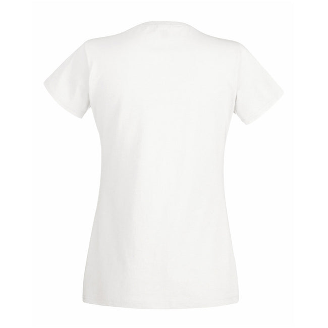 White - Back - Fruit of the Loom Womens-Ladies Valueweight V Neck Lady Fit T-Shirt