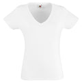 White - Front - Fruit of the Loom Womens-Ladies Valueweight V Neck Lady Fit T-Shirt