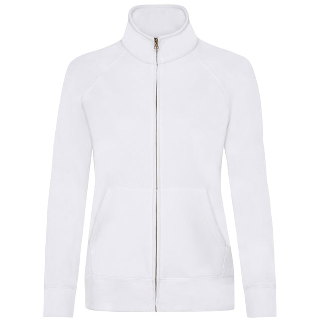 White - Front - Fruit Of The Loom Ladies-Womens Lady-Fit Fleece Sweatshirt Jacket