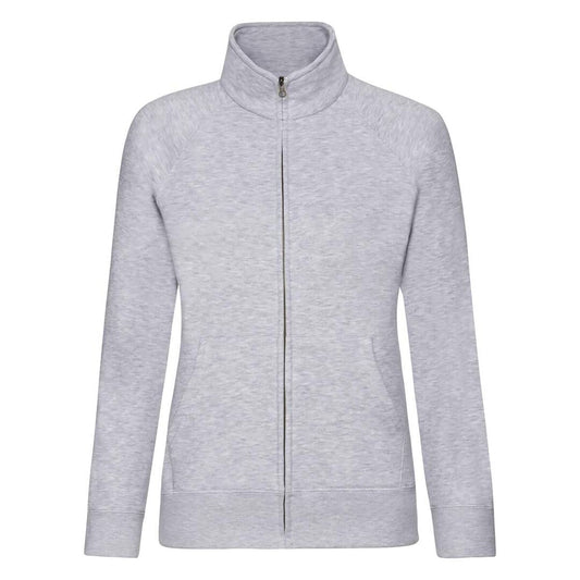 Heather Grey - Front - Fruit Of The Loom Ladies-Womens Lady-Fit Fleece Sweatshirt Jacket