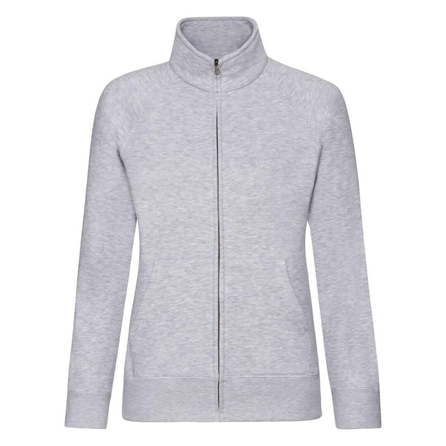 Heather Grey - Front - Fruit Of The Loom Ladies-Womens Lady-Fit Fleece Sweatshirt Jacket