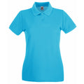 Azure Blue - Front - Fruit of the Loom Womens-Ladies Premium Fitted Short-Sleeved Polo Shirt