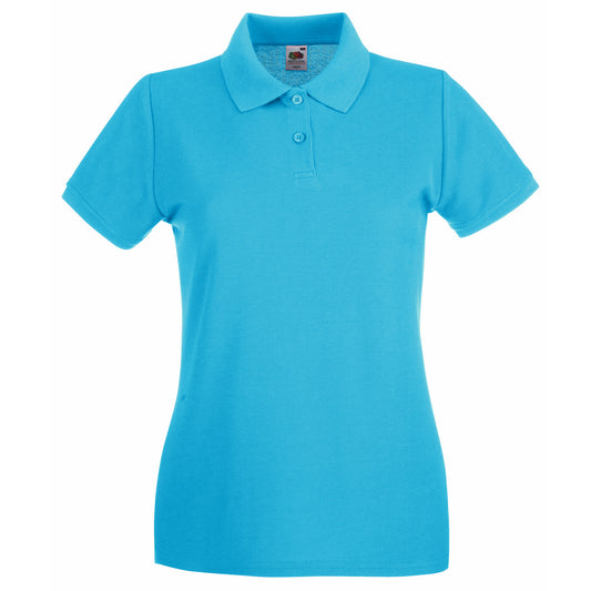 Azure Blue - Front - Fruit Of The Loom Womens-Ladies Premium Fitted Short-Sleeved Polo Shirt