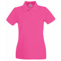 Fuchsia - Front - Fruit of the Loom Womens-Ladies Premium Fitted Short-Sleeved Polo Shirt