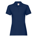 Navy - Front - Fruit of the Loom Womens-Ladies Premium Fitted Short-Sleeved Polo Shirt