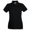 Black - Front - Fruit of the Loom Womens-Ladies Premium Fitted Short-Sleeved Polo Shirt