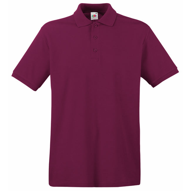 Burgundy - Front - Fruit Of The Loom Premium Mens Short Sleeve Polo Shirt