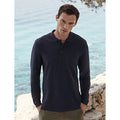 Deep Navy - Side - Fruit Of The Loom Mens Premium Long Sleeve Polo Shirt
