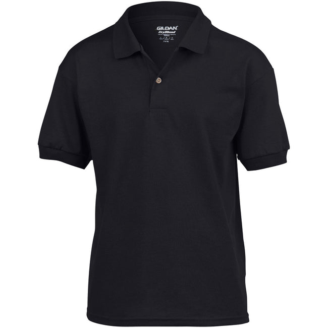 Black - Front - Gildan DryBlend Childrens Unisex Jersey Polo Shirt