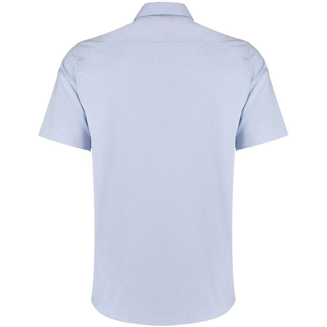Light Blue - Back - Kustom Kit Mens Short Sleeve Tailored Fit Premium Oxford Shirt