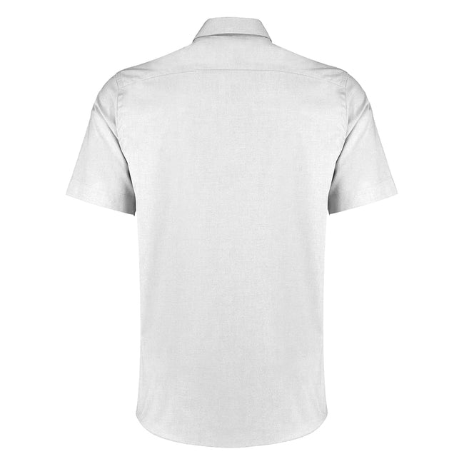 White - Back - Kustom Kit Mens Short Sleeve Tailored Fit Premium Oxford Shirt