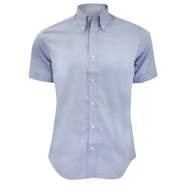 Light Blue - Front - Kustom Kit Mens Short Sleeve Tailored Fit Premium Oxford Shirt
