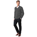 Graphite - Back - Kustom Kit Mens Arundel Long Sleeve V-Neck Sweater