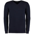 Navy Blue - Front - Kustom Kit Mens Arundel Long Sleeve V-Neck Sweater