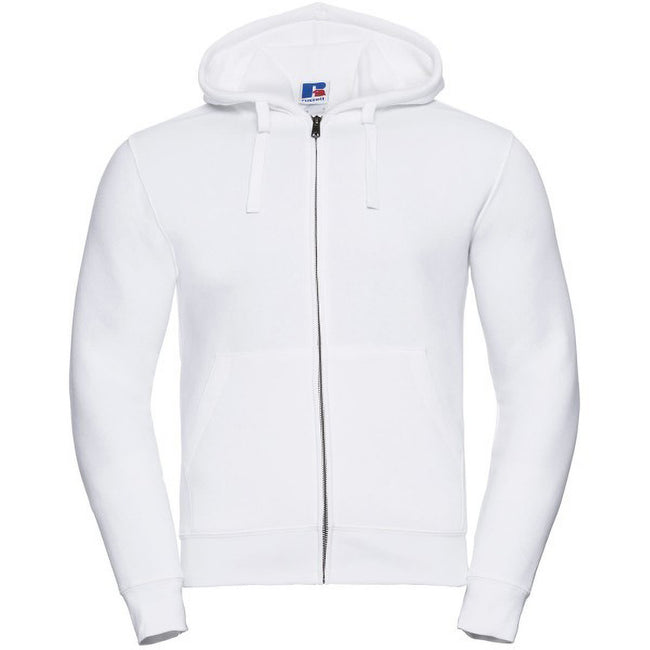 White - Front - Russell Mens Authentic Full Zip Hooded Sweatshirt - Hoodie
