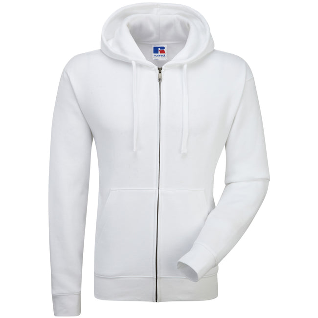 White - Back - Russell Mens Authentic Full Zip Hooded Sweatshirt - Hoodie