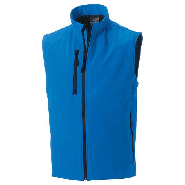 Azure Blue - Front - Russell Mens 3 Layer Soft Shell Gilet Jacket