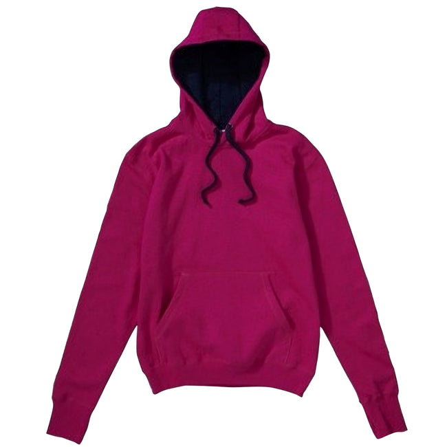 Dark Pink-Navy - Front - SG Mens Contrast Hooded Sweatshirt - Hoodie
