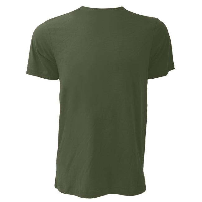 Heather Olive - Back - Canvas Unisex Jersey Crew Neck T-Shirt - Mens Short Sleeve T-Shirt