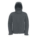 Dark Grey - Front - B&C Mens Hooded Softshell Breathable, Waterproof & Windproof Jacket (Fleece Lining)