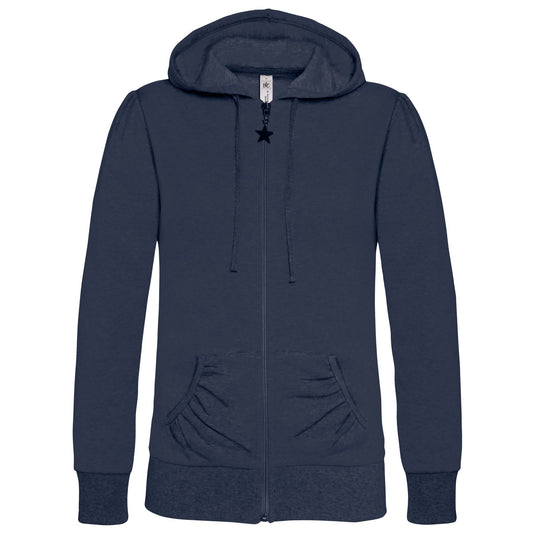 Navy Blue - Front - B&C Wonder Women Full Zip Hooded Sweatshirt - Hoodie